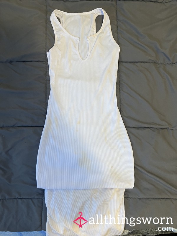HEAVILY STAINED/peed On White Party Dress