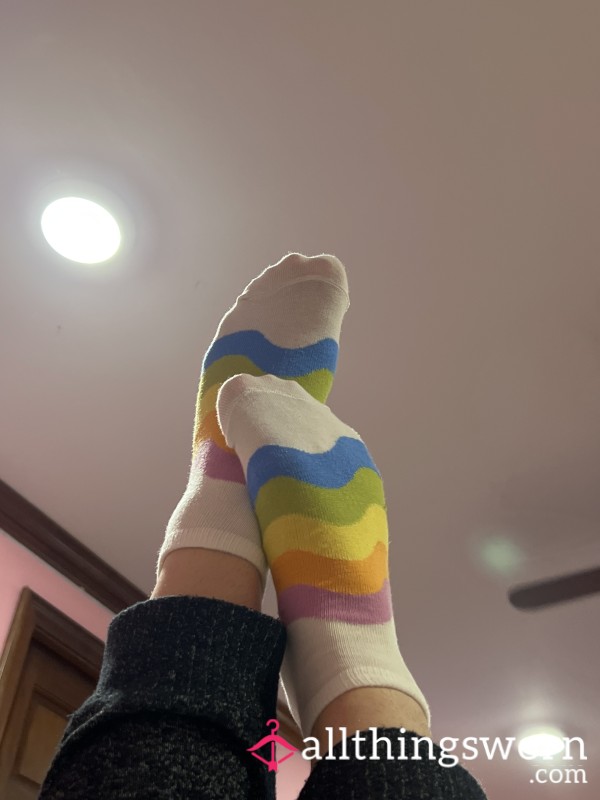 White Rainbow Smelly Socks