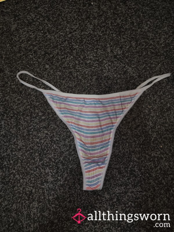 White Striped Thong