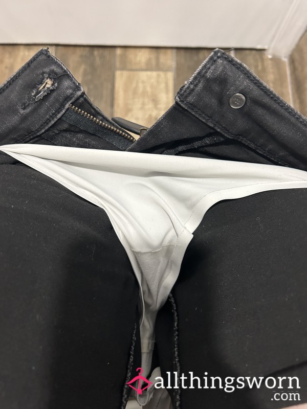 White No Show Sweaty Work Thong