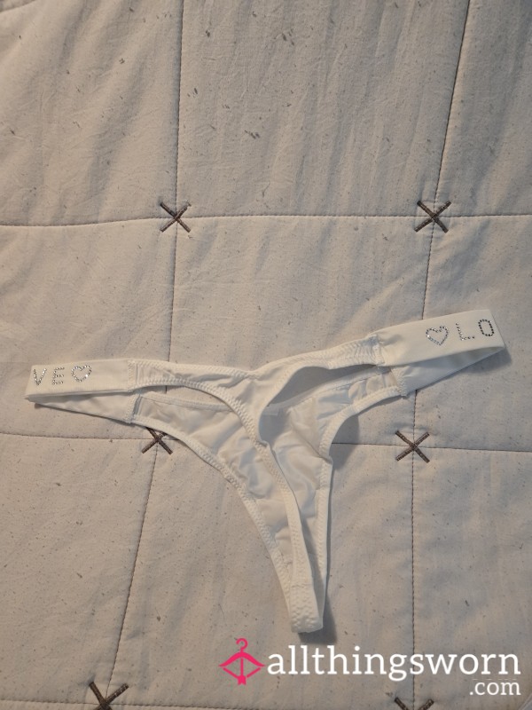 "Dare To Bare" White Satin Thong