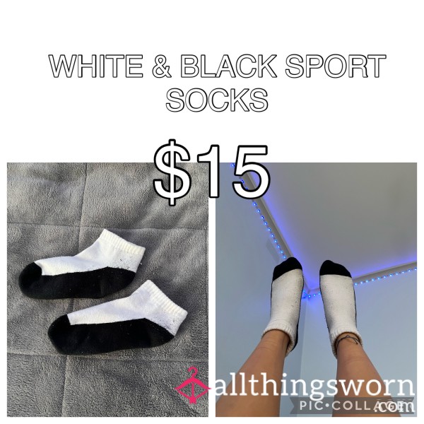 WHITE/BLACK SPORT SOCKS
