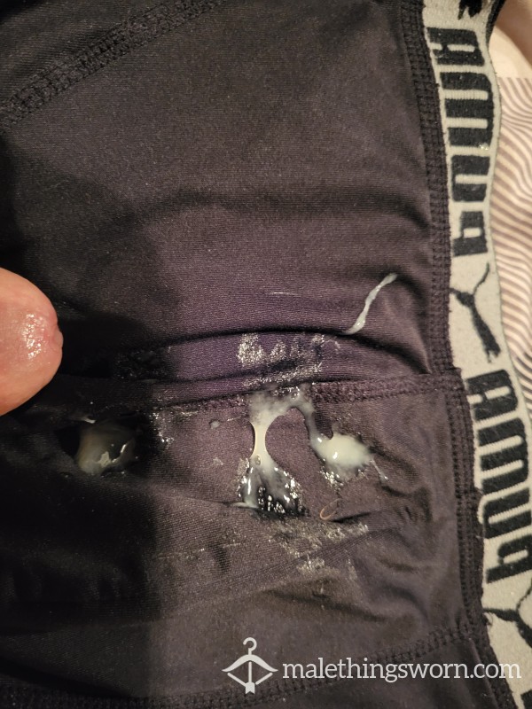 Black Pair Of Underwear Worn Several Days Now Filling It With C*m. Gonna Do 10 Loads Then It Is For Sell. Just Sold My First Pair Read My Reviews. I'm A Great Seller.