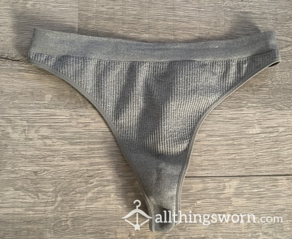 Worn Grey Cotton Panties