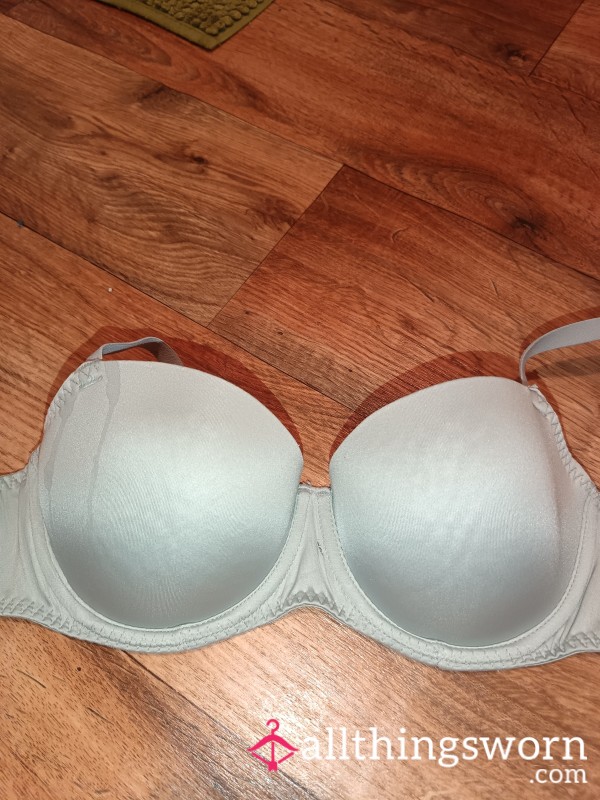 Worn Light Sage Green Bra With A Stain.