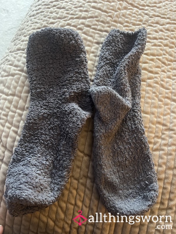 Worn Out Grey Fluffy Socks