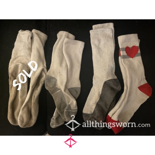 Wrecked, Grimy White Socks With Dirty Soles - 48hrs