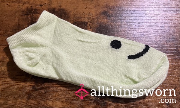 Yellow Green Smiley Face Ankle Socks - Includes US Shipping & 24 Hr Wear
