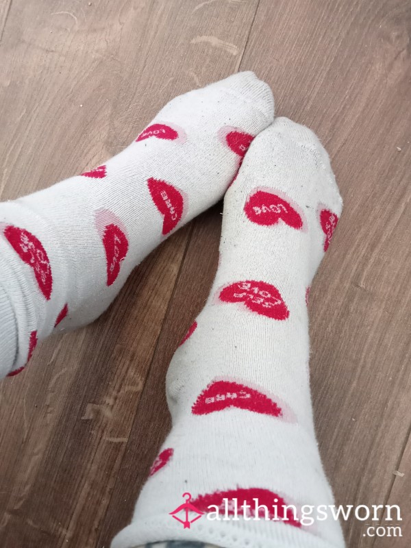 Heart Socks UK Size 6- Worn Just The Way You Like It 😏❤️